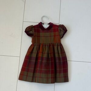 Papo d'Anjo Burgundy Plaid Dress wool 12m